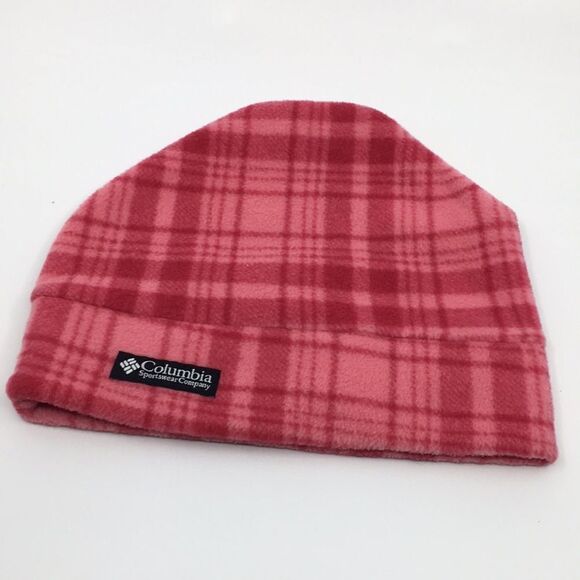 Columbia Other - Columbia sportswear pink plaid beanie fleece hat Youth L/XL